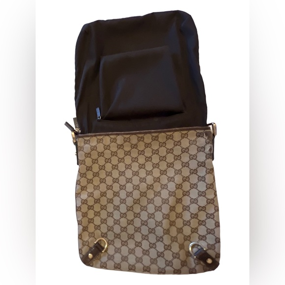 Gucci Logo Abbey GG Pattern D-Ring Canvas/Leather Crossbody Shoulder Bag Brown - Picture 4 of 16